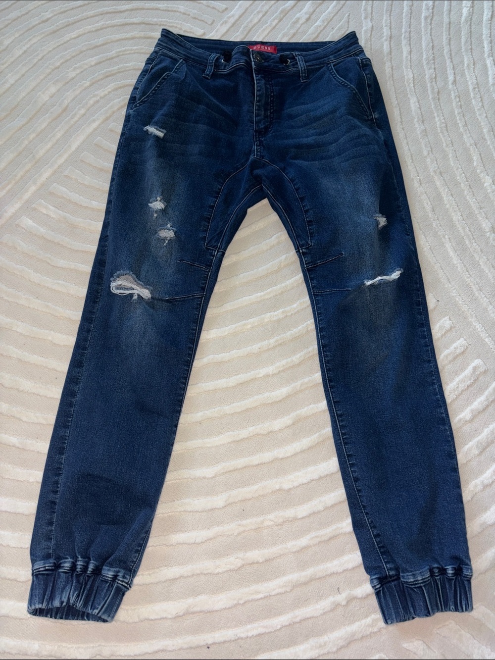 Guess Dark Blue Distressed Jogger Jeans